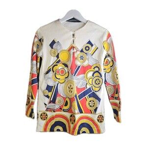 Vintage Mod Psychedelic Tunic Top Dress Neon Floral Geometric 60s 70s